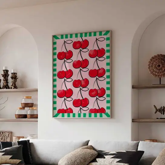 Pop art Cerise pattern coloré - affiche fruit