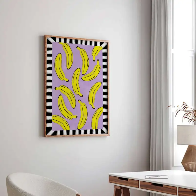Pop art Banane pattern coloré - affiche fruit