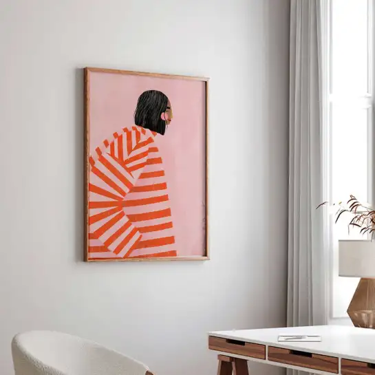 Tableau La femme à la robe orange - tableau design contemporain