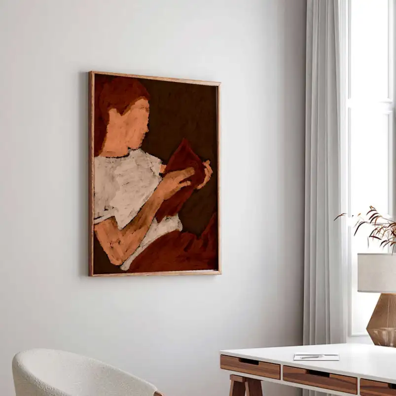 Portrait La fille au livre - tableau art