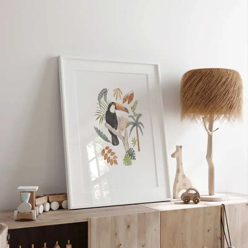 Tableau enfant toucan illustré - affiche enfant