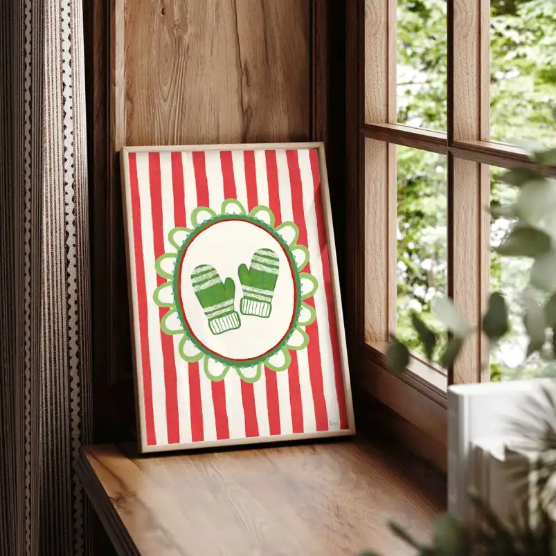 Tableau décoratif gants de Noël - affiche enfants