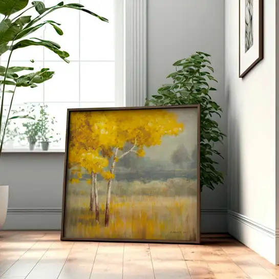 Tableau paysage jaune d'automne - affiche paysage