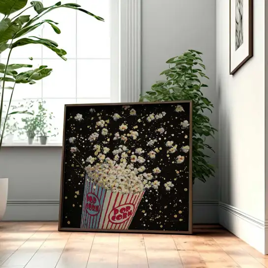 Tableau moderne pop corn soufflé - affiche vintage