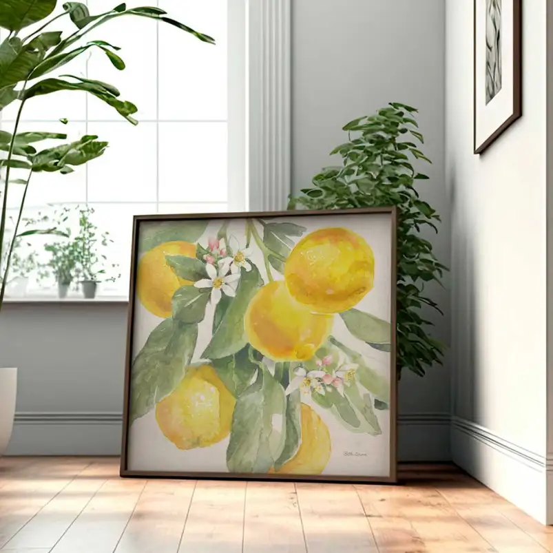 Tableau branche de citronniers - décooration cuisine vintage