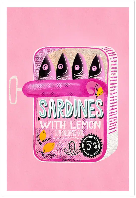 Affiche cuisine humour Sardines with lemon