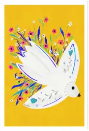 Tableau floral Colombe fleurie - affiche chambre enfant