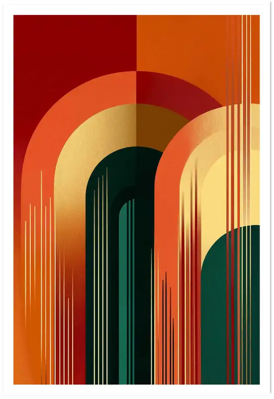 Tableau géométrique 70s  Fusion II - affiche art geometrique