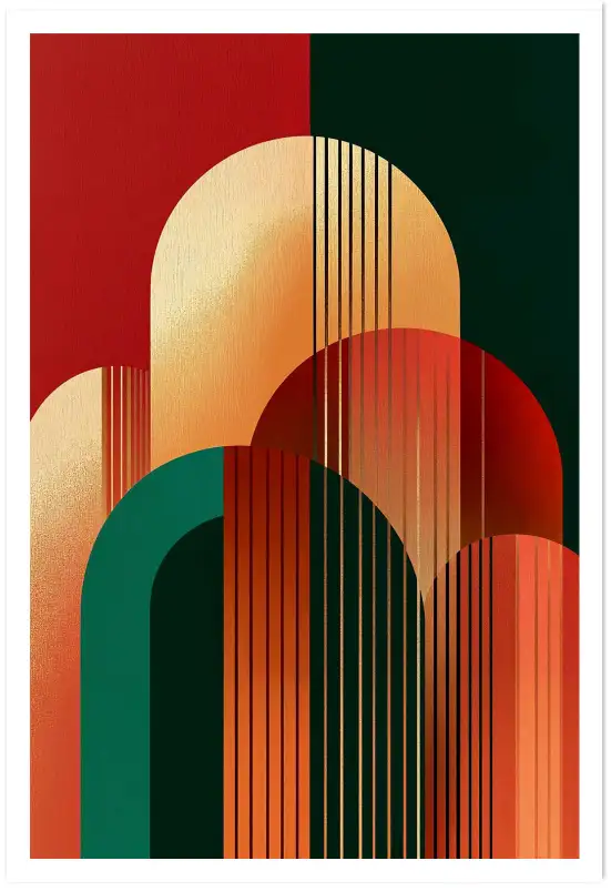Tableau géométrique 70s  Fusion III - affiche art geometrique