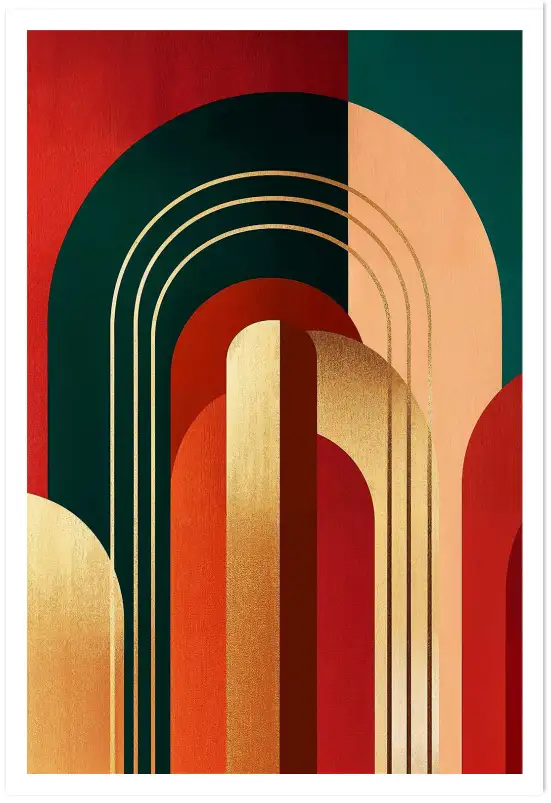 Tableau géométrique 70s  Fusion - affiche art geometrique