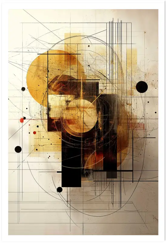 Tableau cuivre Copper Rings III - affiche design