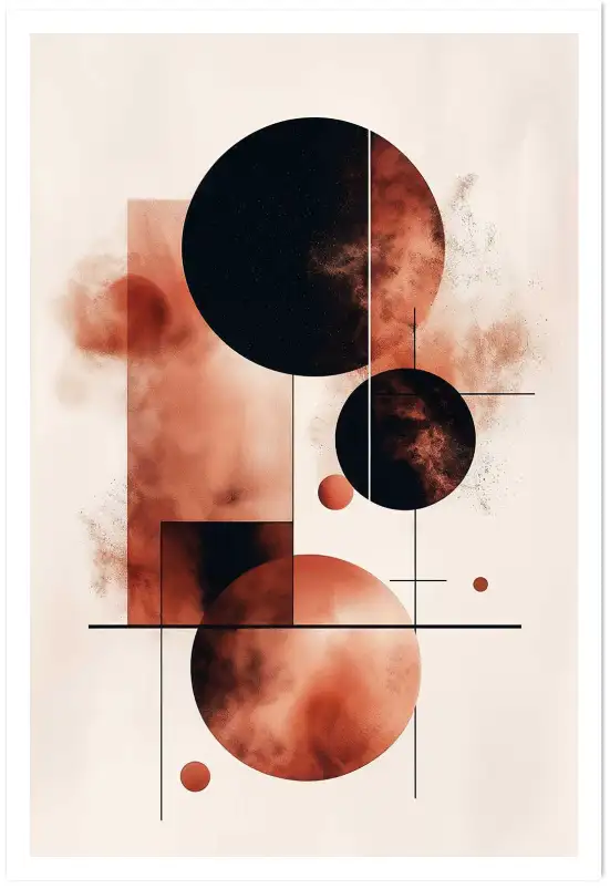 Tableau géométrique Geometric Mocha Moon III - tableau design