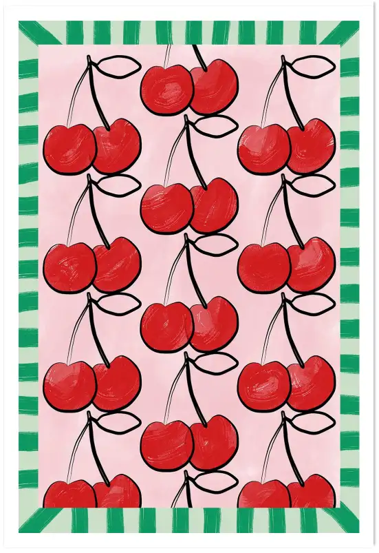 Affiche fruit pop art cerise colorée