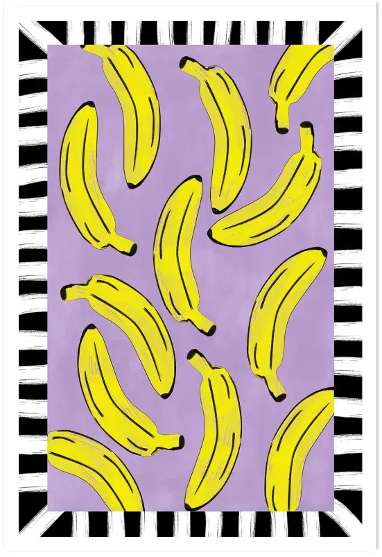 Pop art Banane pattern coloré - affiche fruit