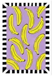 Pop art Banane pattern coloré - affiche fruit