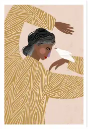 Tableau La femme à l'oiseau - tableau design contemporain