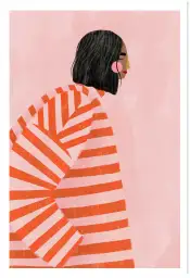 Affiche La femme robe orange contemporaine