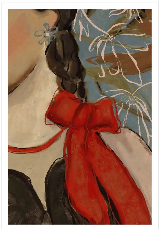 Affiche portrait ruban rouge