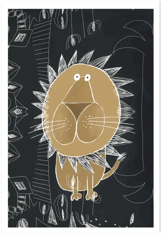 Tableau enfant Lion doodle - affiche chambre enfant