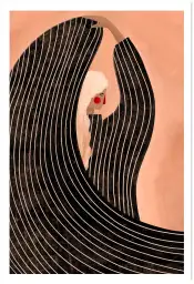Tableau Femme Manteau Rayure Noire - tableau art contemporain