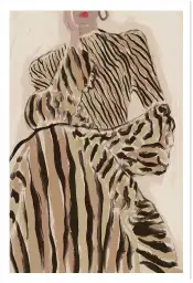 Tableau Femme Manteau Rayé Mode - tableau contemporain