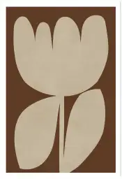 Tableau Fleur Beige Fond Marron - affiche fleurs