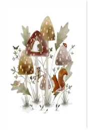 Forêt magique des champignons - cadre chambre garcon