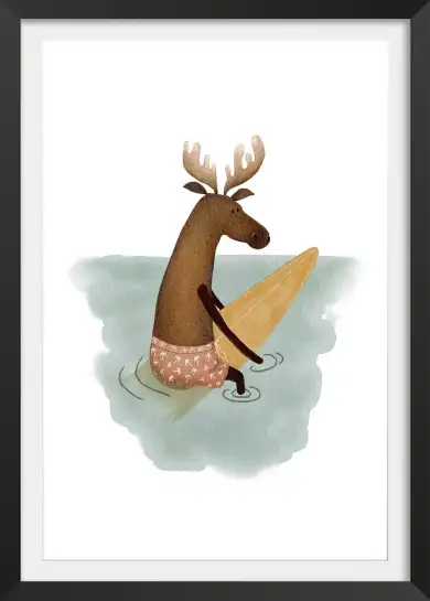 Affiche enfant Cerf sur la vague - décoration chambre enfant