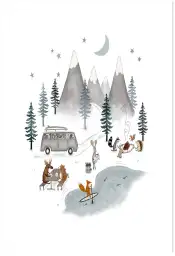 Poster enfant Camping à la montagne - poster chambre bebe