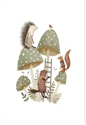 Poster enfant Jeux de champignons - décoration chambre enfant
