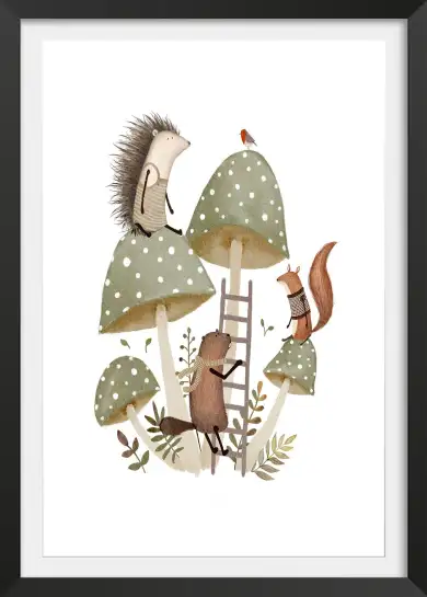 Poster enfant Jeux de champignons - décoration chambre enfant
