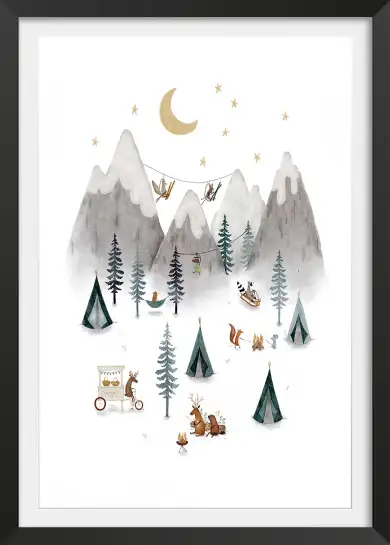 Poster enfant les minis à la montagne - décoration chambre enfant