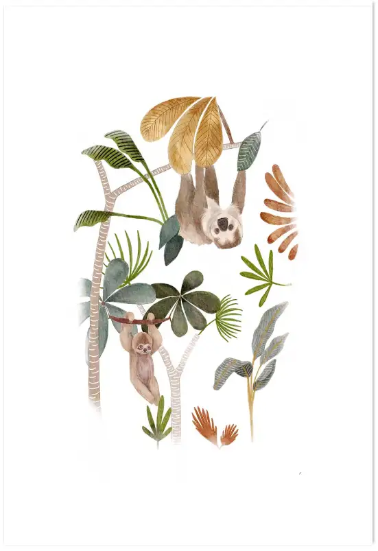 Affiche animaux forêt tropicale bébé