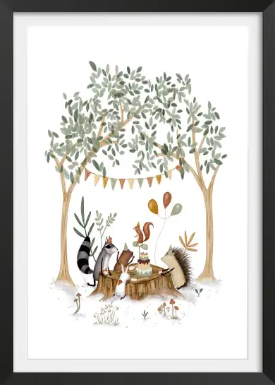 Poster enfant Tea party dans les bois - affiche chambre bébé