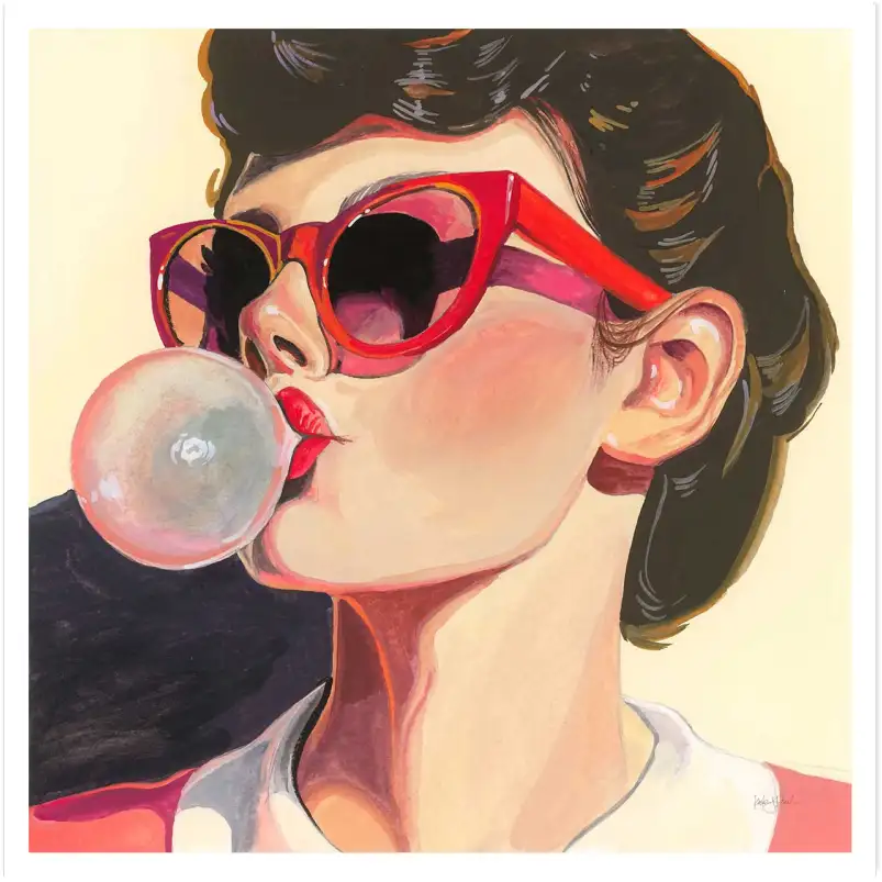 Tableau retro Pop queen Bubble rose - tableau vintage