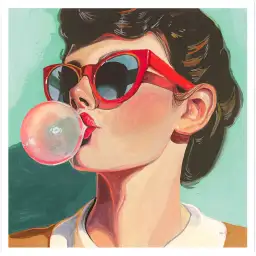 Tableau retro Pop queen Bubble vert - tableau vintage
