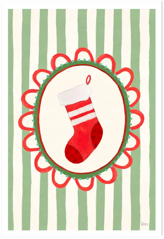 Tableau décoratif chaussette de Noël - affiche enfants