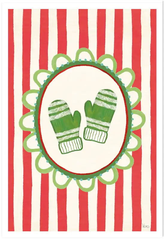 Tableau décoratif gants de Noël - affiche enfants