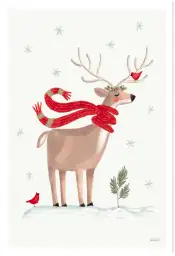 Tableau décoratif cerf à Noël - affiche enfants