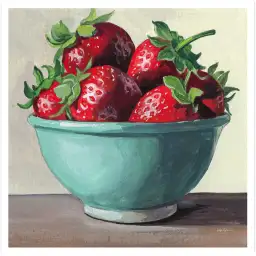 Tableau cuisine bol de fraises - affiche cuisine vintage
