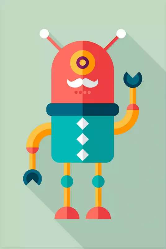 Robot moustachu - poster enfants