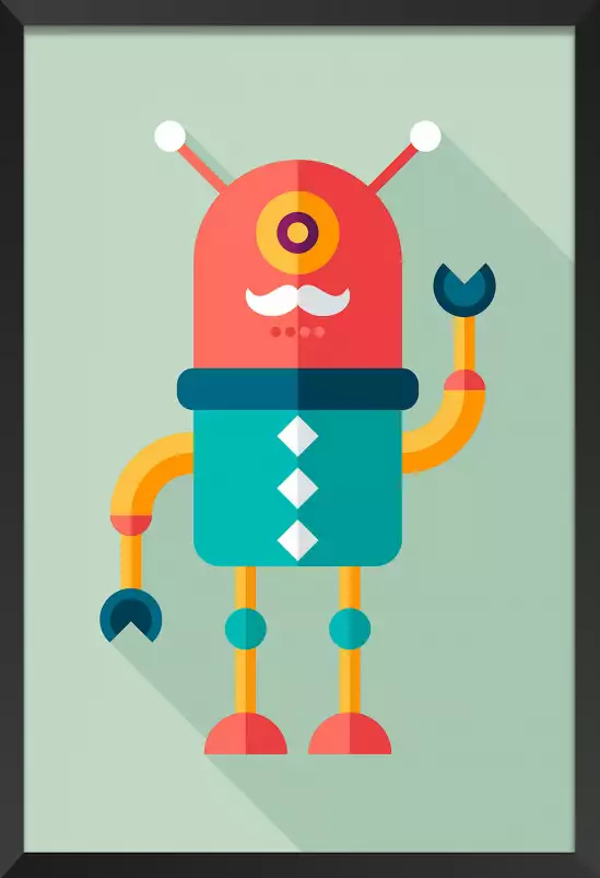 Robot moustachu - poster enfants