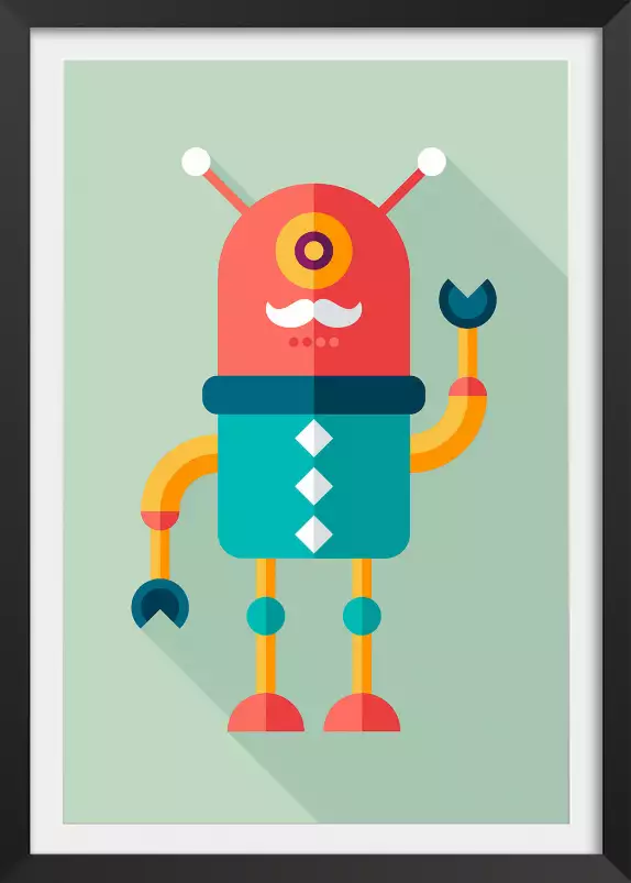 Robot moustachu - poster enfants