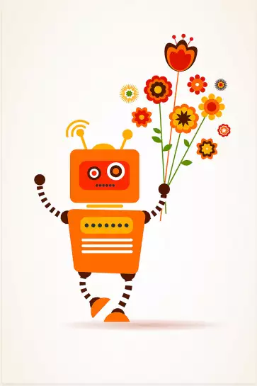 Robot flowers - affiche enfant
