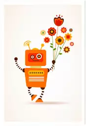 Robot flowers - affiche enfant
