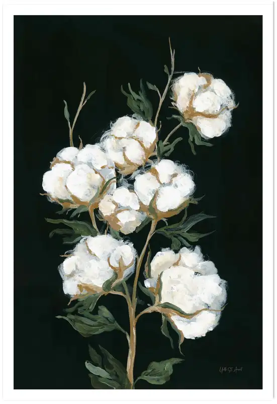 Tableau coton noir et blanc - fleurs tableaux peinture