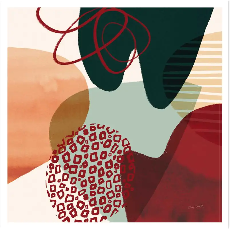 Tableau abstrait Eclat bordeaux - affiche organique