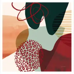 Tableau abstrait Eclat bordeaux - affiche organique