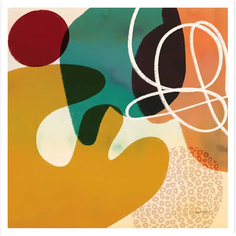 Tableau abstrait forme en fête - affiche organique