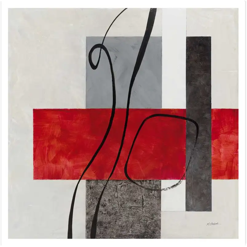 Tableau moderne carré rouge - affiche abstrait et géométrie